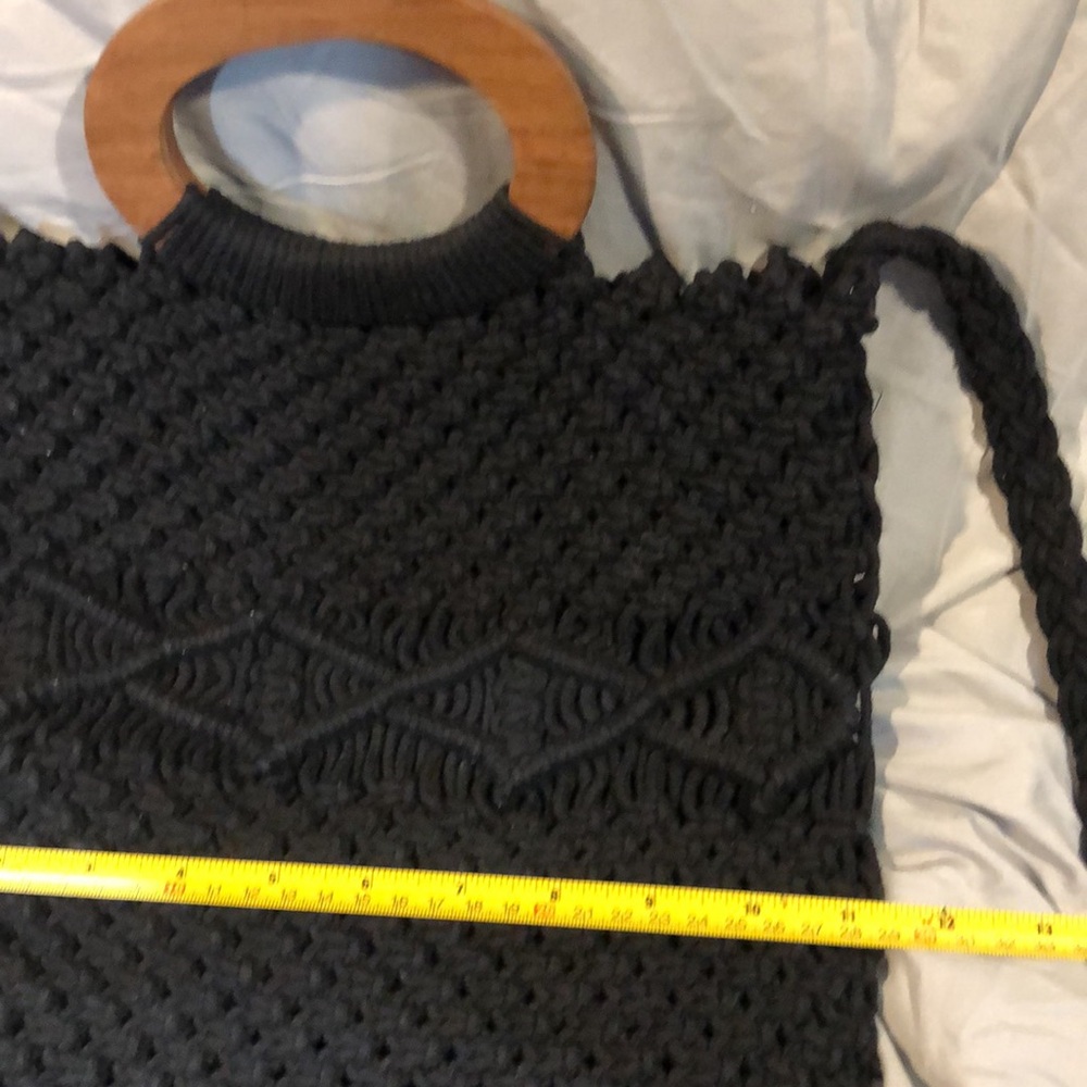 Danielle Nicole Black Fringe Macrame Crossbody Ba… - image 8